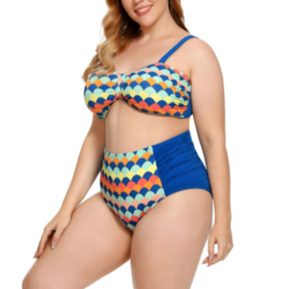 Plus Size Women Bikini Floral Printed Swimsuit beach wear - Picture 6 of 12